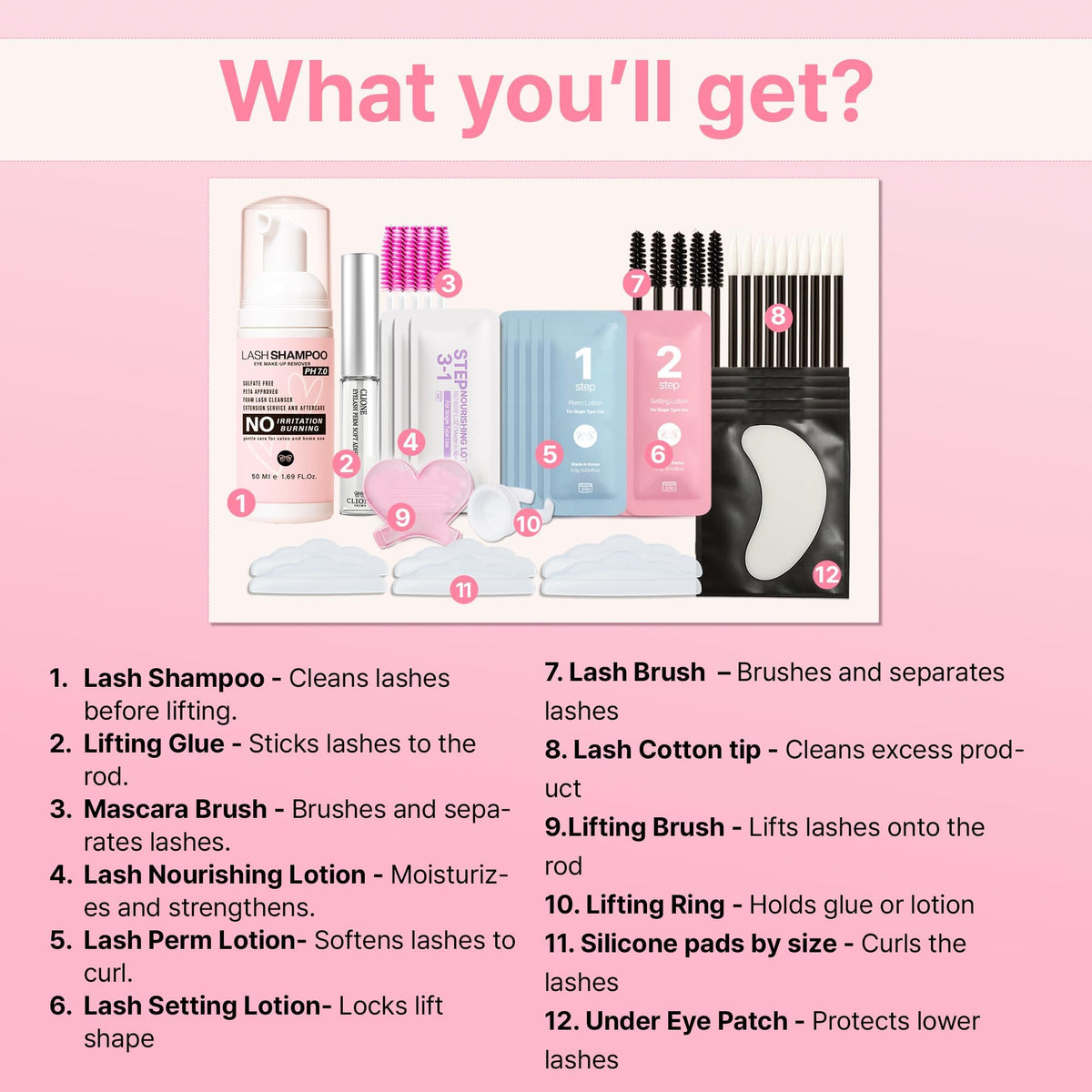 Application process using CLIONE Lash Lift Kit