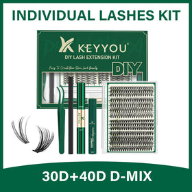 Application steps for KEYYOU Lash Extension Kit demonstrated