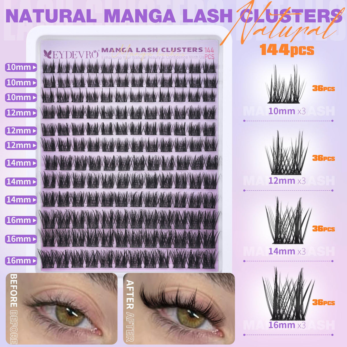 Application tools included in EYDEVRO lash clusters kit