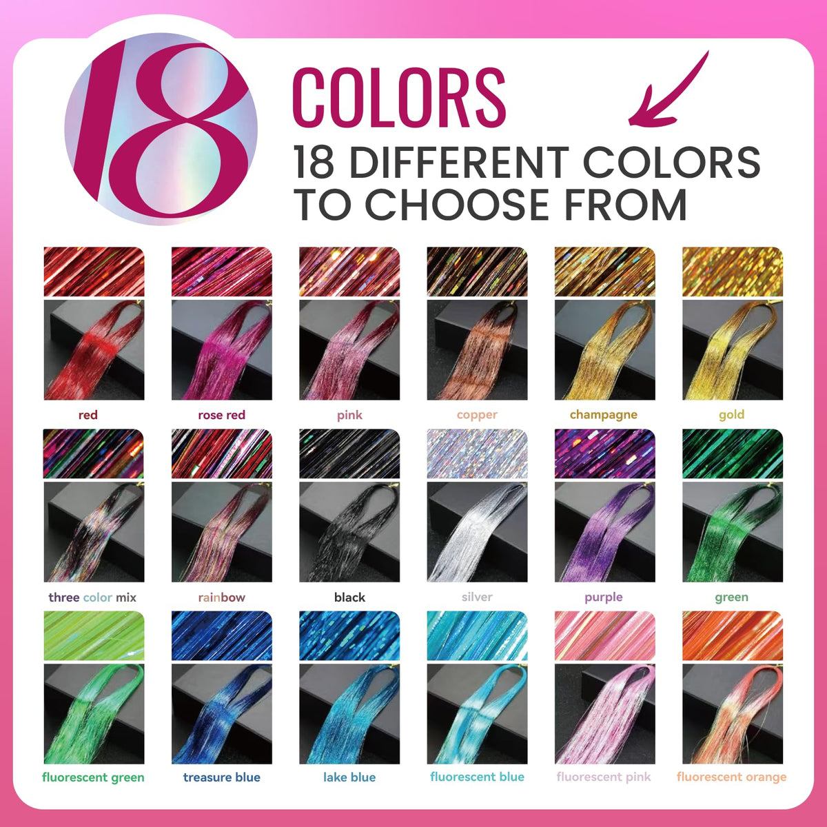 Application tools included in NIACONN hair tinsel kit