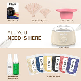 Applicator sticks and pre-wax spray from KeShi waxing kit