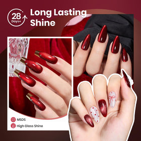 applying beetles Red Cat Eye Gel Nail Polish