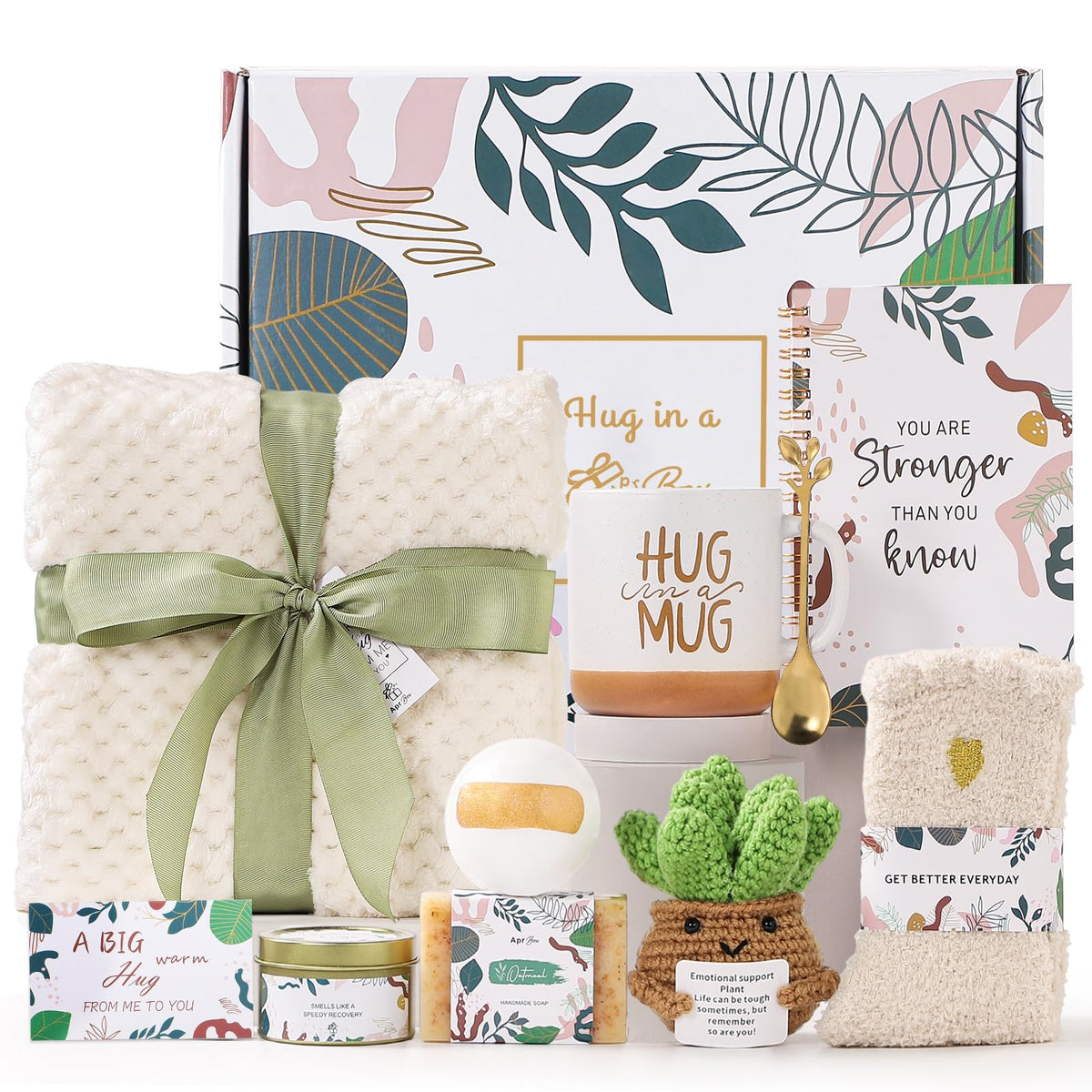 APRBOX Get Well Soon Self Care Gift Basket 11PCS Relaxation Set