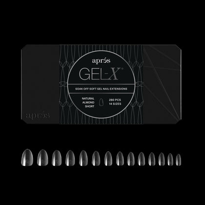 APRÉS Gel-X Almond Nail Tips box front view with 280 tips