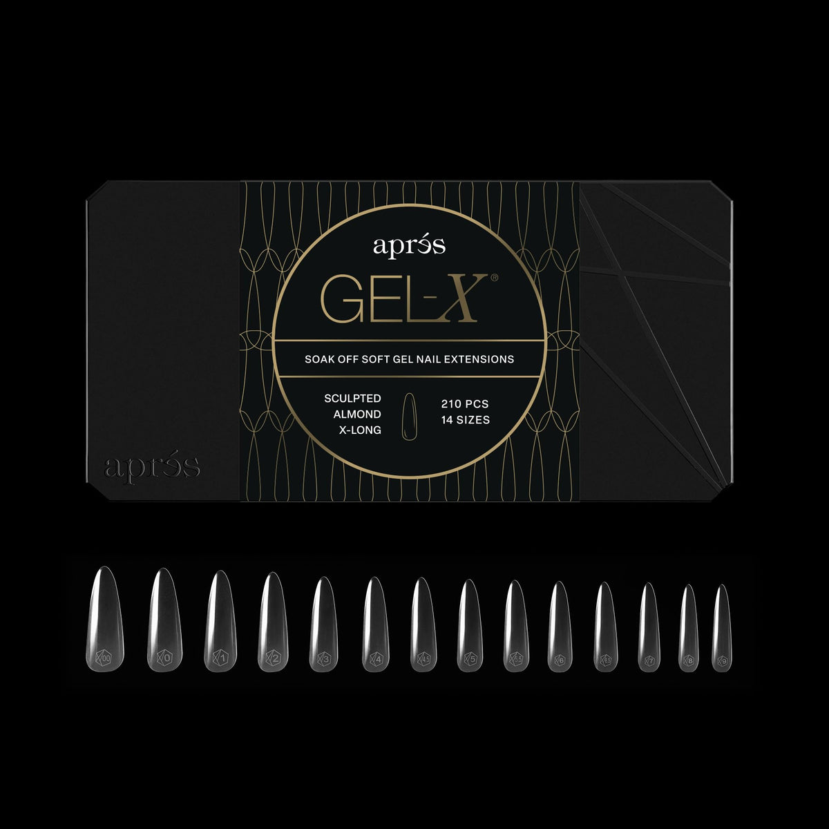 APRÉS Gel-X Almond Nail Tips Box front view with 280 tips