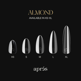 APRÉS Gel-X Almond Nail Tips displayed with a nail art setup