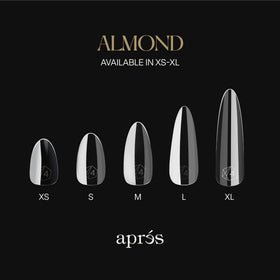 APRÉS Gel-X Almond Nail Tips displayed with nail art supplies