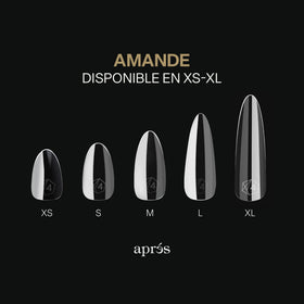 APRÉS Gel-X Almond nail tips with half sizes highlighted