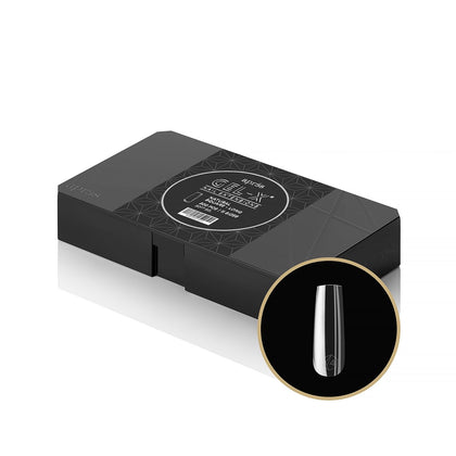 APRÉS Gel-X® Natural Square Long Tip Box front view with 500 tips