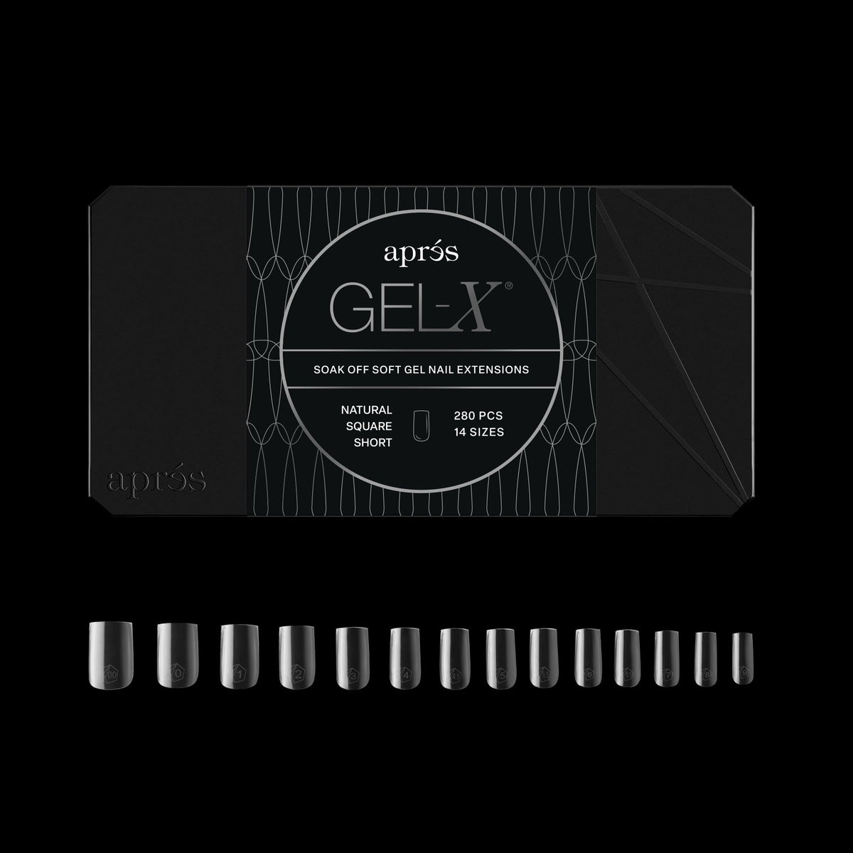 APRÉS Gel-X Square Nail Tips Box front view with 280 tips
