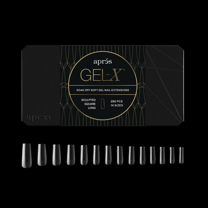 APRÉS Gel-X® Square Nail Tips box front view with 280 tips