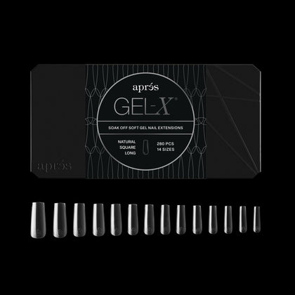 APRÉS Gel-X® Square Nail Tips Box front view with 280 tips