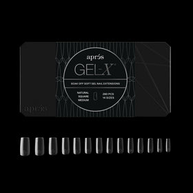 APRÉS Gel-X® Square Nail Tips box front view with 280 tips