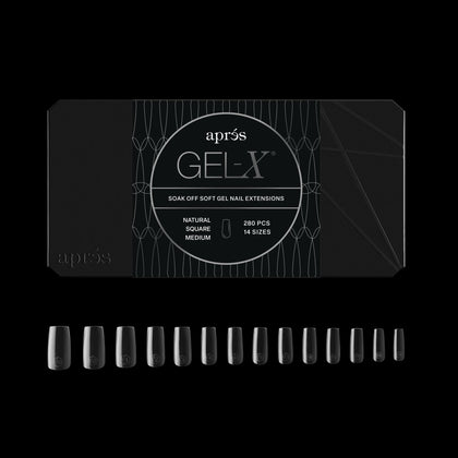 APRÉS Gel-X® Square Nail Tips box front view with 280 tips