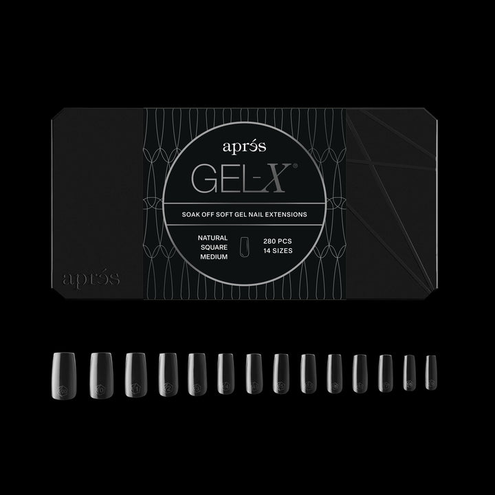 APRÉS Gel-X® Square Nail Tips box front view with 280 tips