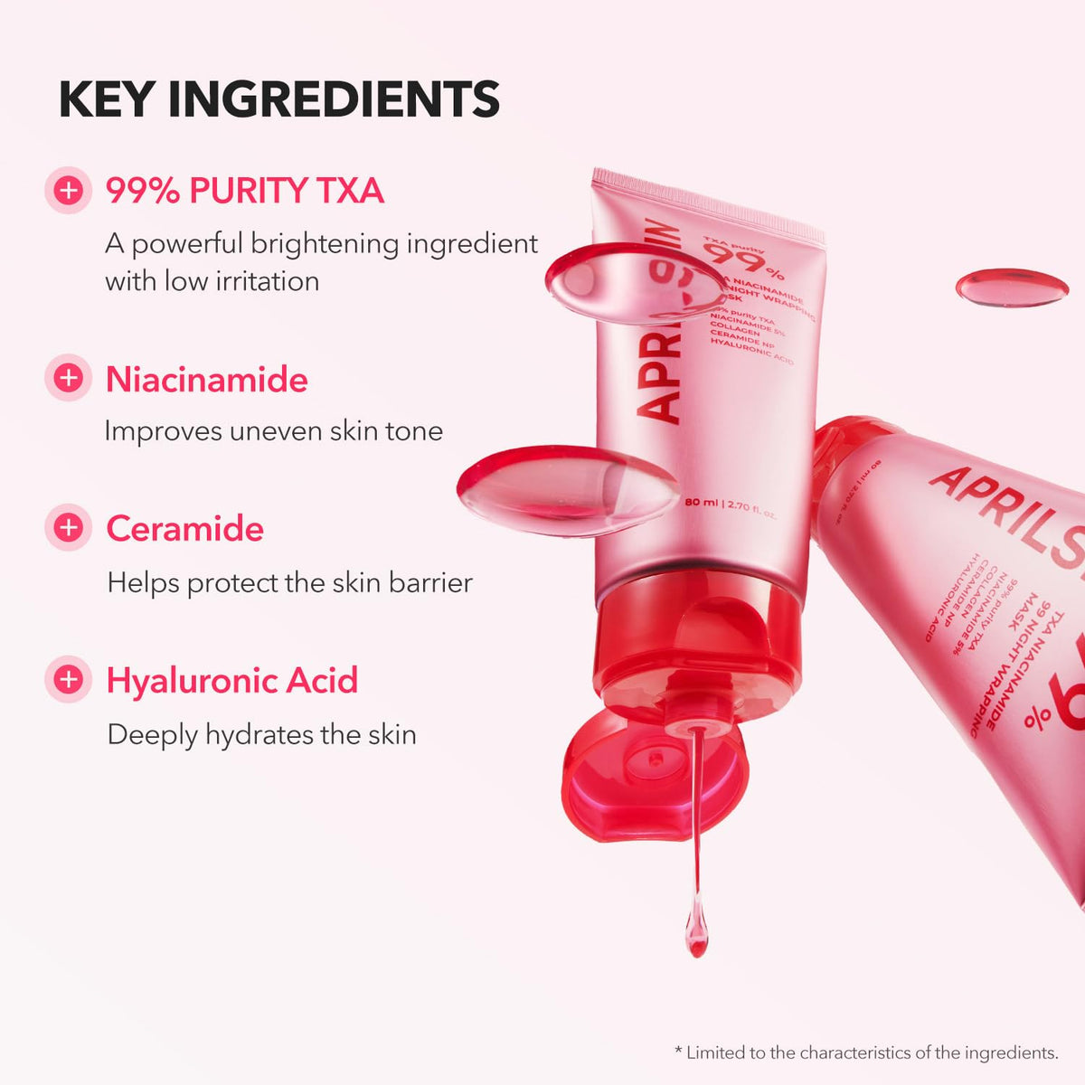 APRILSKIN TXA Niacinamide Overnight Wrapping Mask application on skin