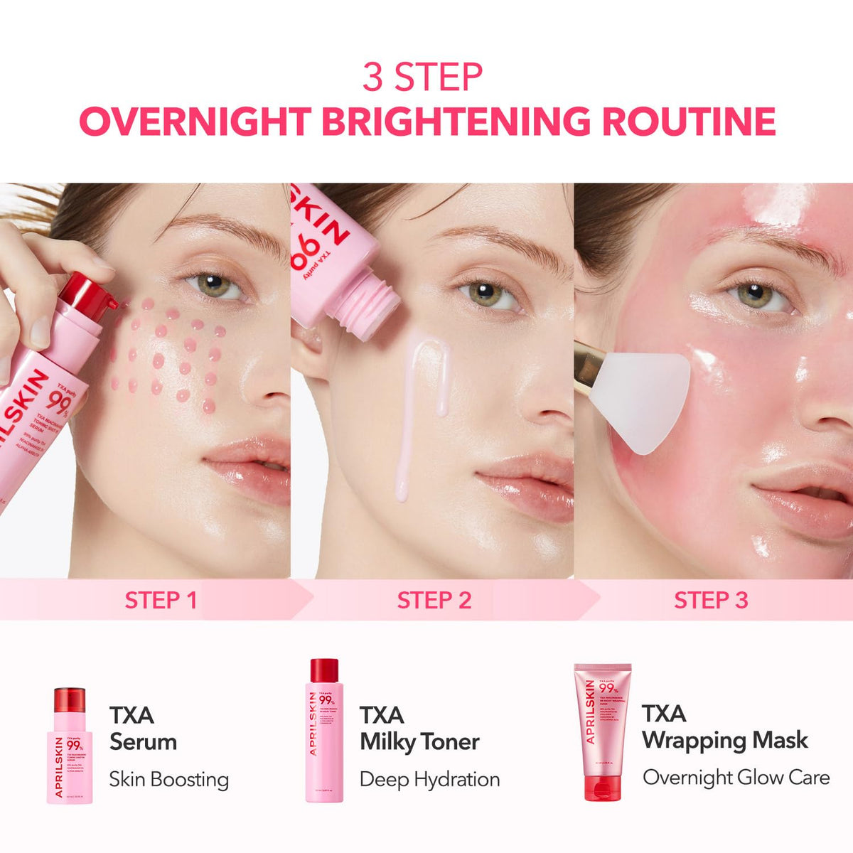 APRILSKIN TXA Niacinamide Overnight Wrapping Mask being peeled off