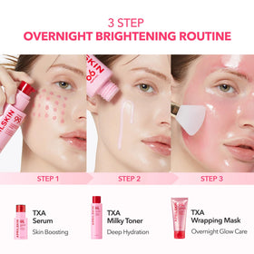 APRILSKIN TXA Niacinamide Overnight Wrapping Mask being peeled off