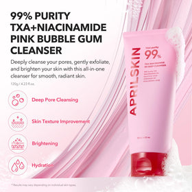 APRILSKIN TXA Niacinamide Pink Bubble Gum Deep Cleanser texture close-up