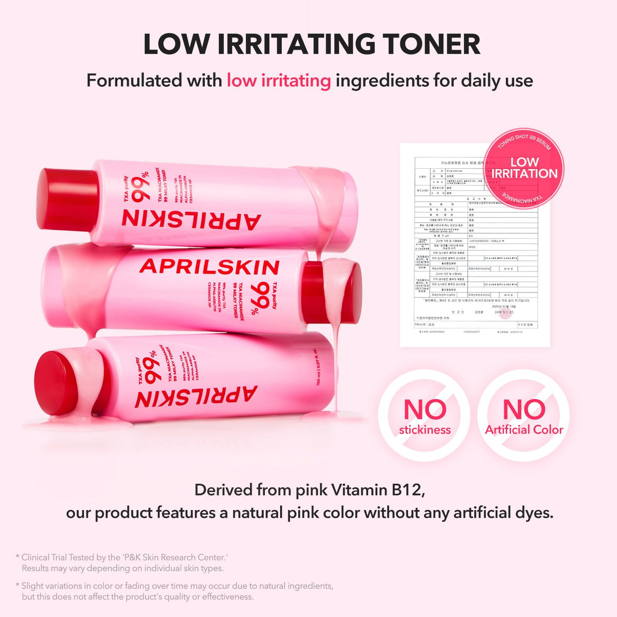 APRILSKIN TXA Niacinamide Pink Milky Toner bottle side view