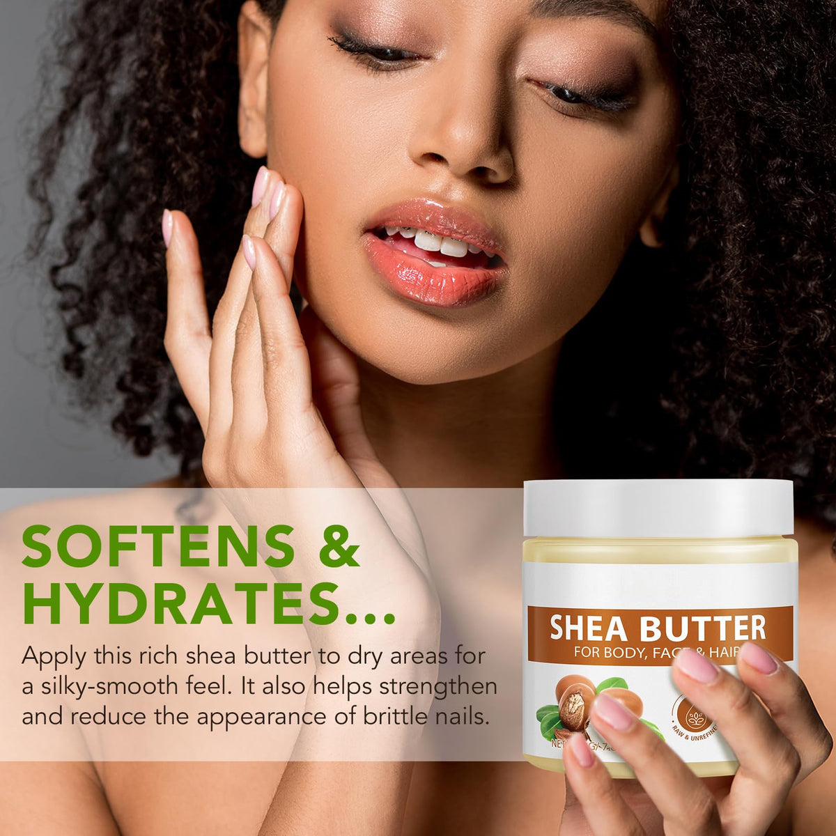 APUUFYQC Shea Butter Raw Organic Hand Cream 240g size comparison