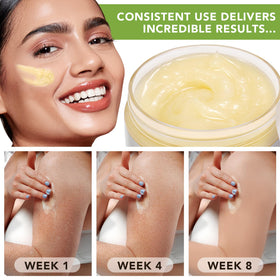 APUUFYQC Shea Butter Raw Organic Hand Cream application on hands