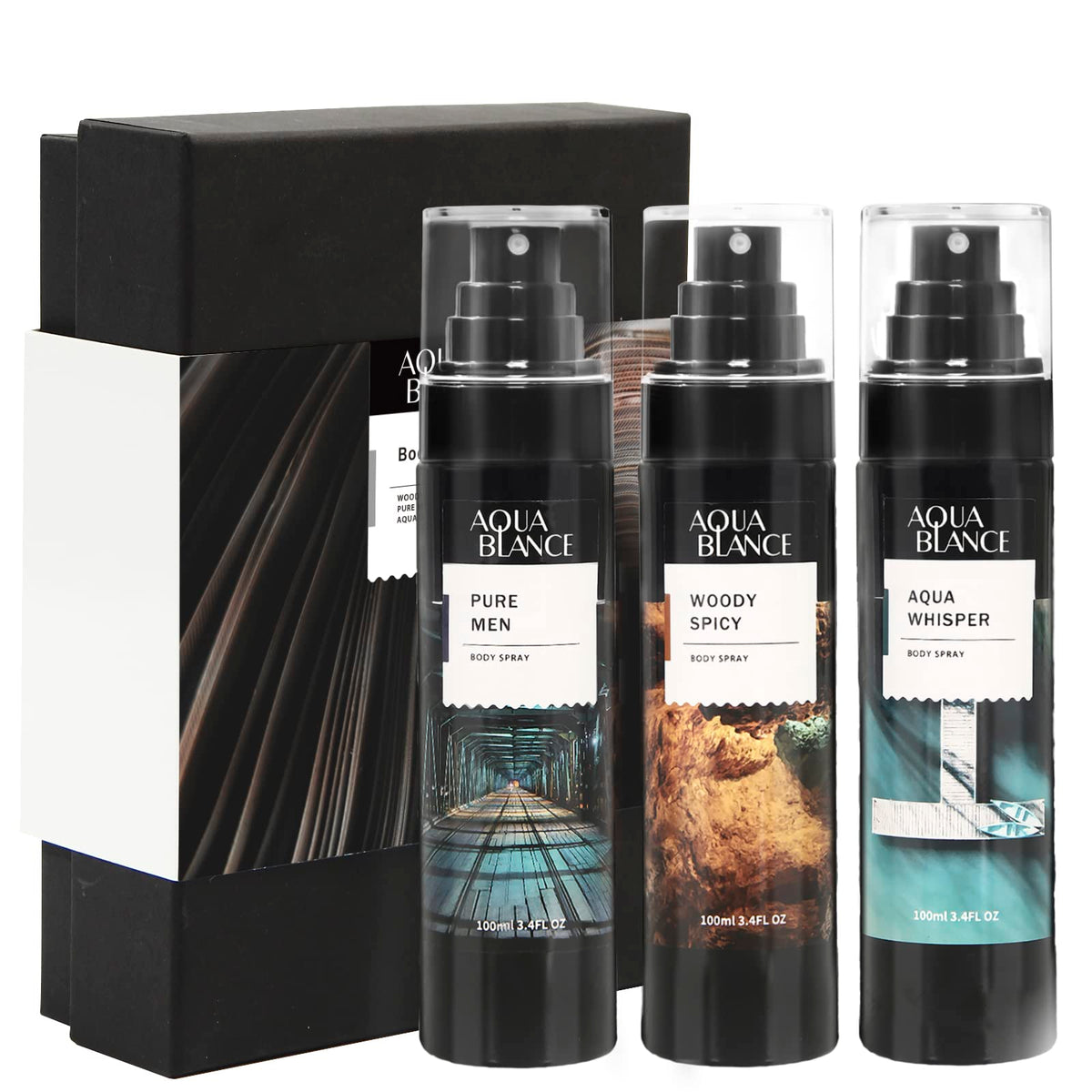 AQUA BLANCE Body Spray for Men, 3-Pack front view