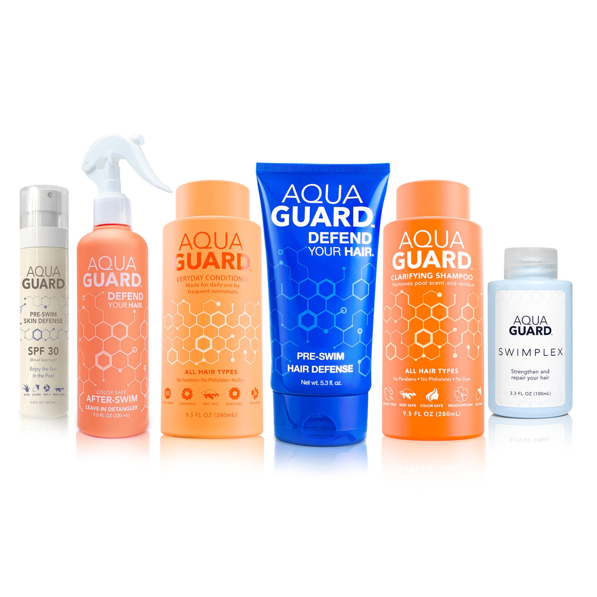 AQUA GUARD Swim Hair Rescue Bundle front view with all 6 products