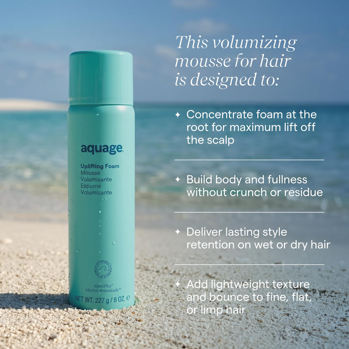Aquage Uplifting Foam Hair Mousse 10 oz side view