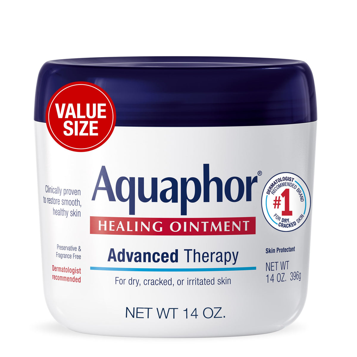 Aquaphor Healing Ointment 14 oz jar front view
