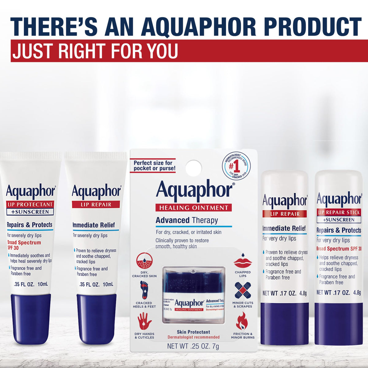 Aquaphor Lip Repair Ointment lifestyle scene with product in a purse