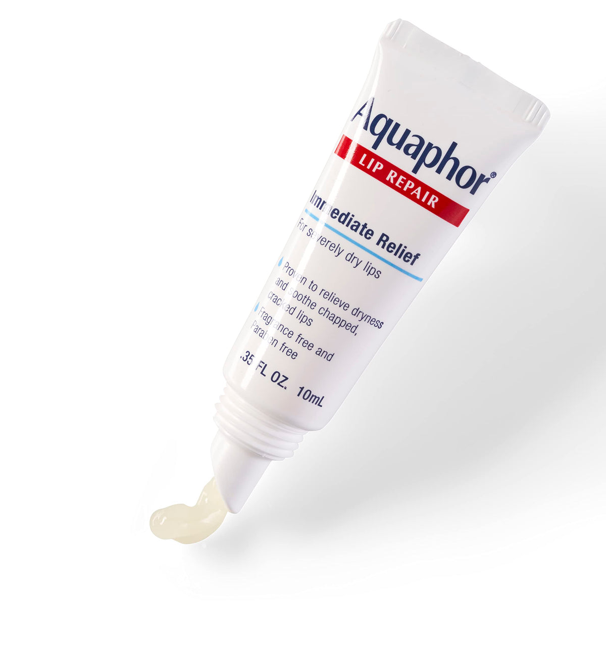 Aquaphor Lip Repair Ointment with a hand applying to lips