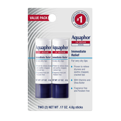 Aquaphor Lip Repair Stick pack of 2 front view