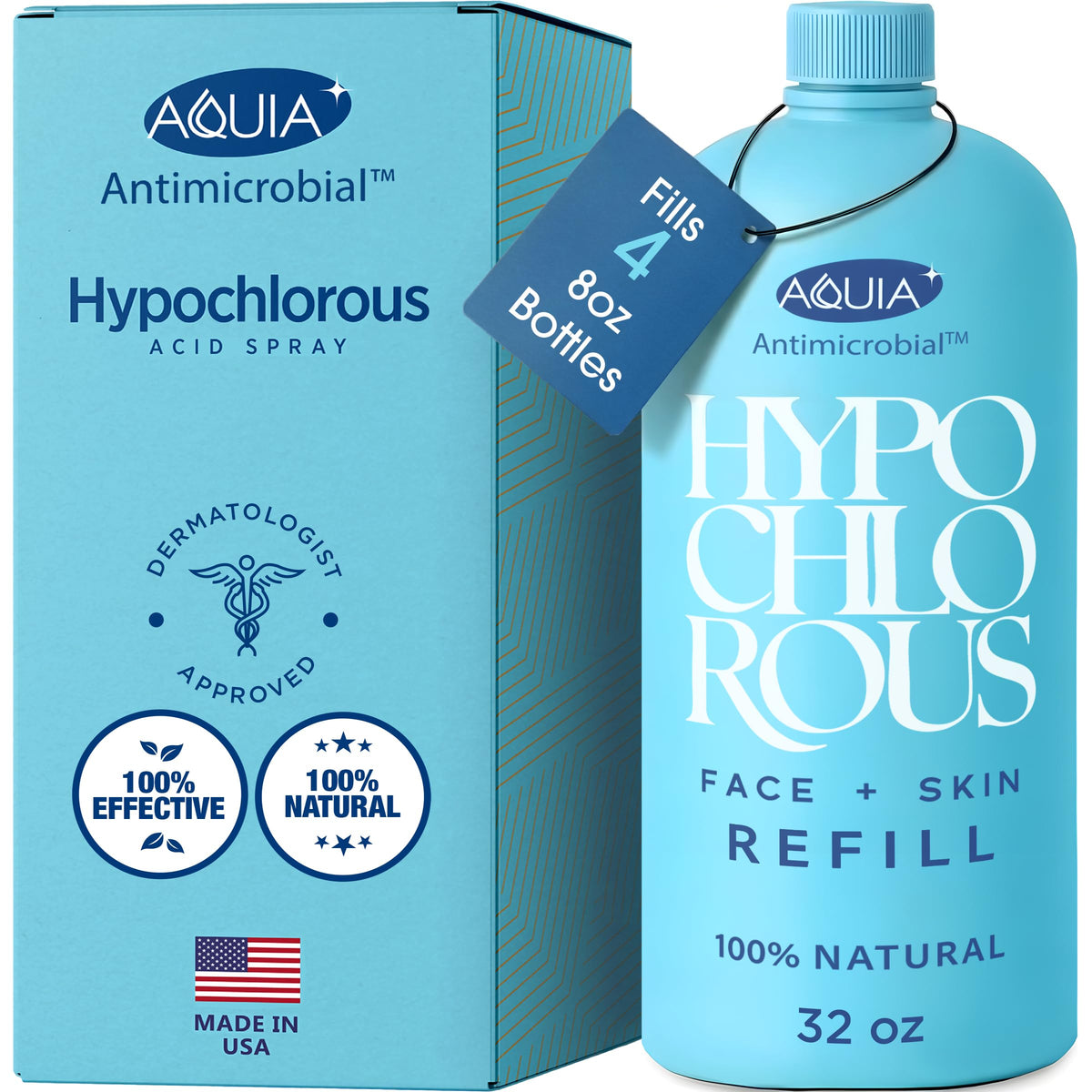 Aquia Hypochlorous Acid Spray 32oz refill front view