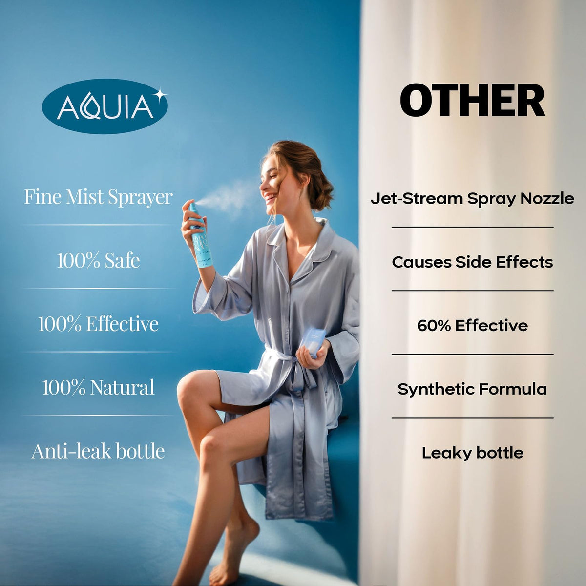 Aquia Hypochlorous Acid Spray 8oz on bathroom shelf