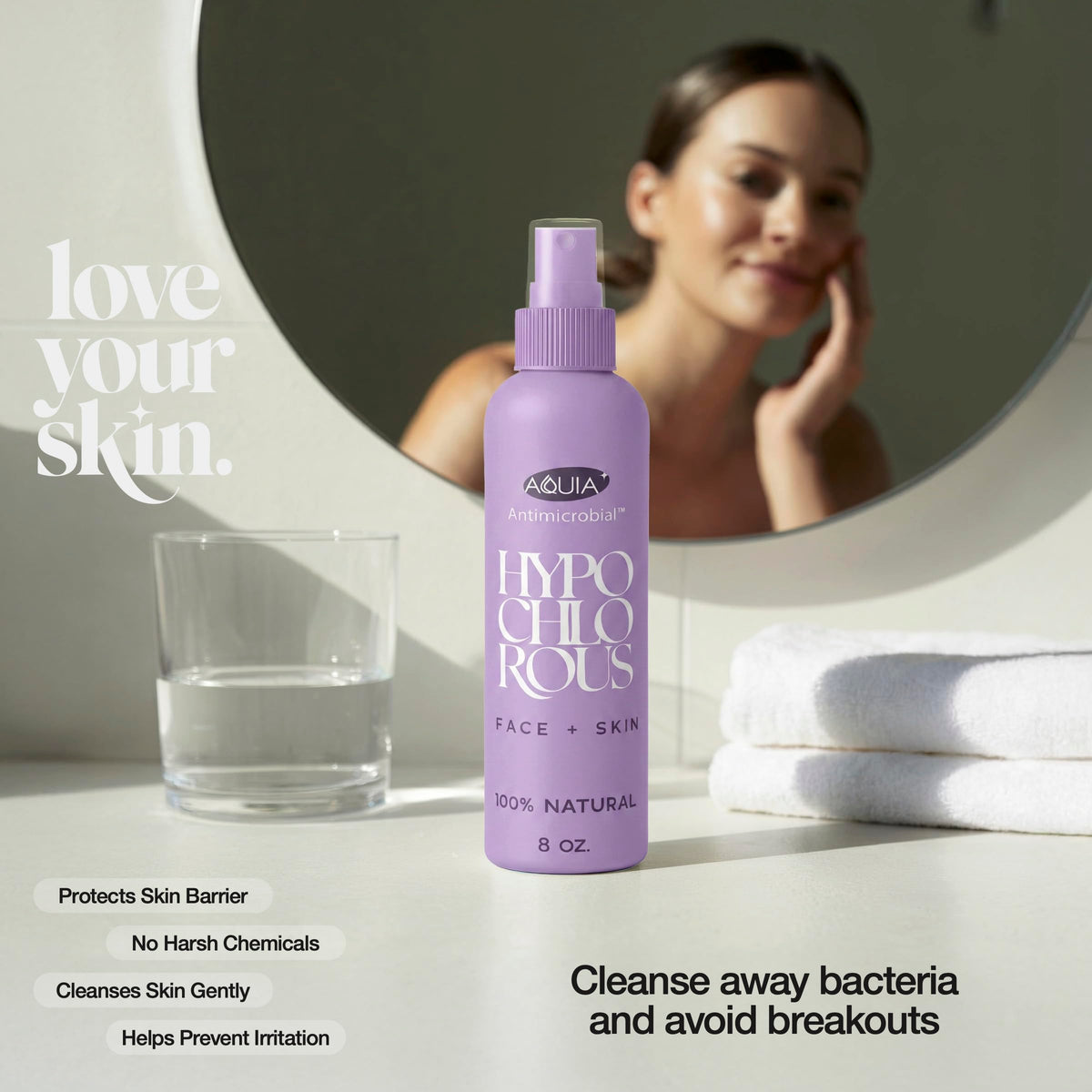 Aquia Hypochlorous Acid Spray in use on skin