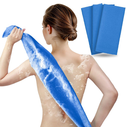 ARCH&M Exfoliating Shower Towel 3 Pack navy blue front view