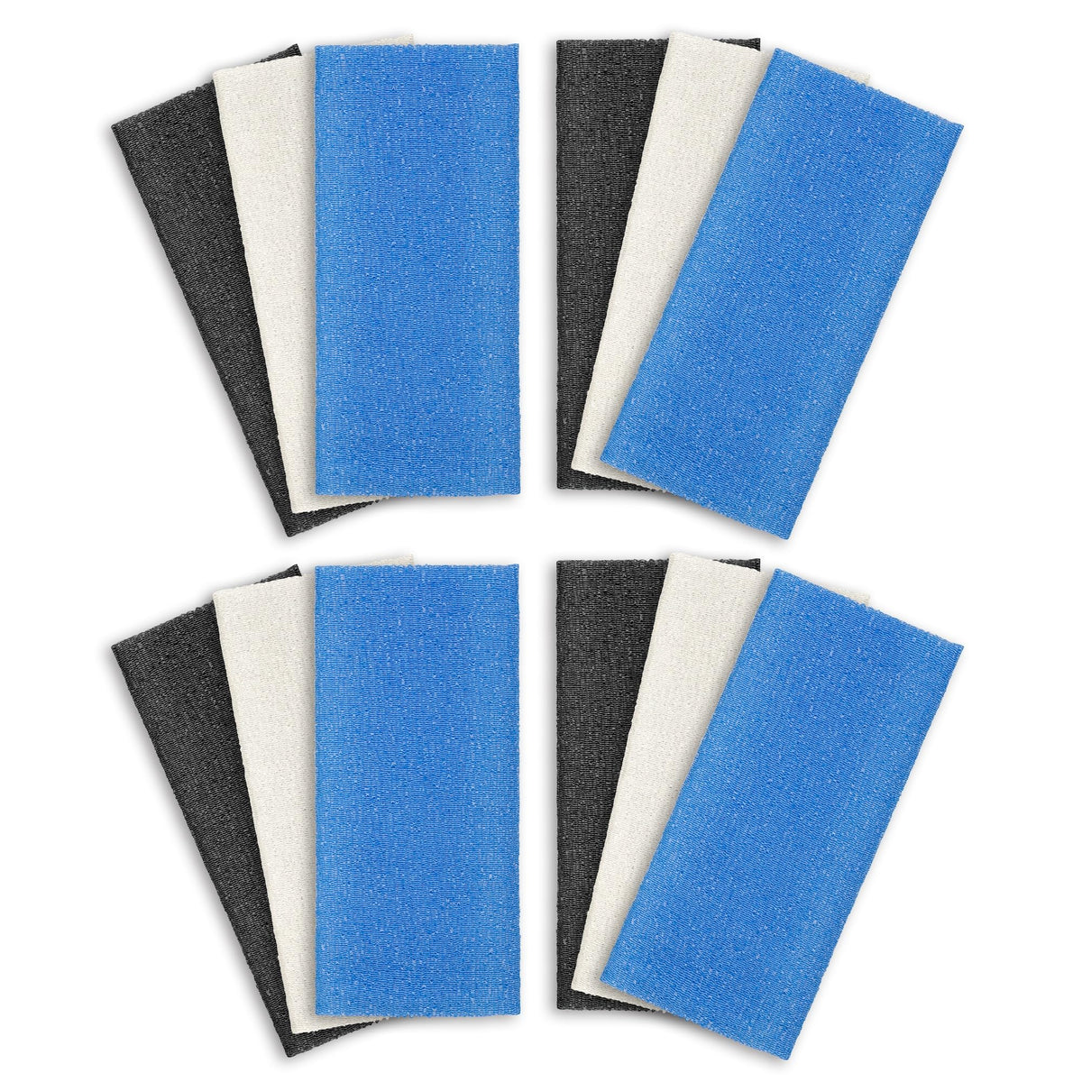 ARCH&M Exfoliating Washcloth 12 Pack in Black, Off-White, and Navy-Blue