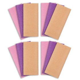 ARCH&M Exfoliating Washcloth 12 Pack in Peach, Purple, and Pink