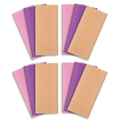 ARCH&M Exfoliating Washcloth 12 Pack in Peach, Purple, and Pink