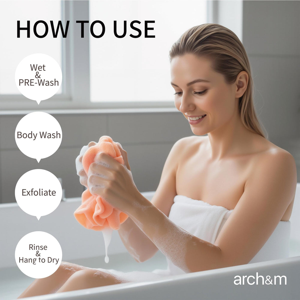 ARCH&M Exfoliating Washcloth hanging to dry
