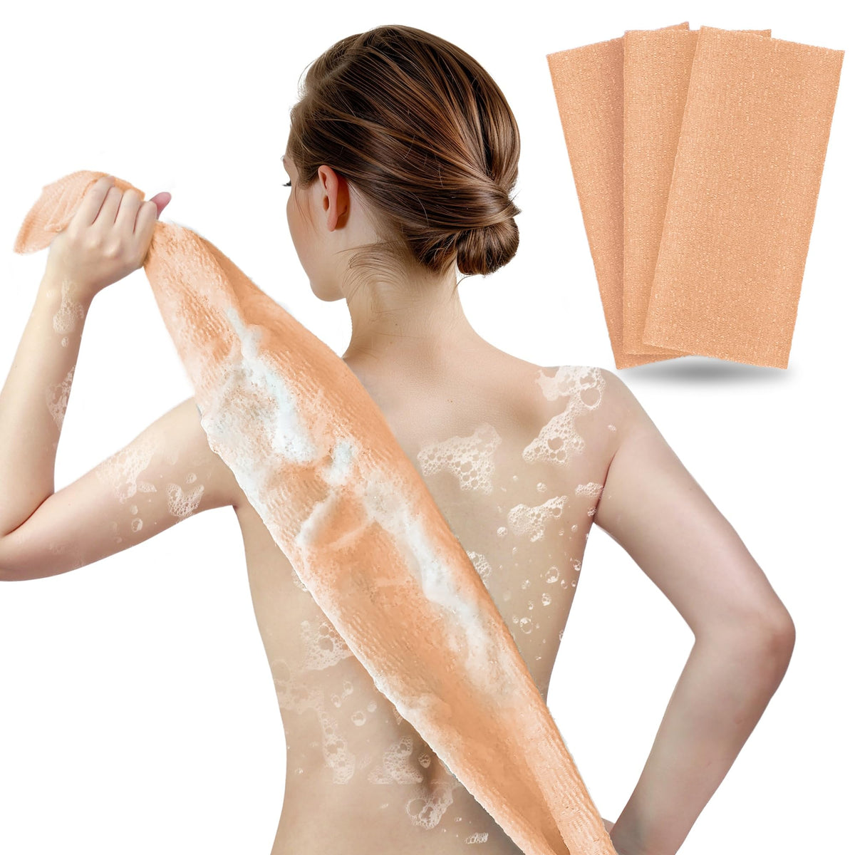 ARCH&M Exfoliating Washcloth Peach 3 Pack front view