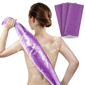 ARCH&M Exfoliating Washcloth Towel 3-Pack in purple, front view