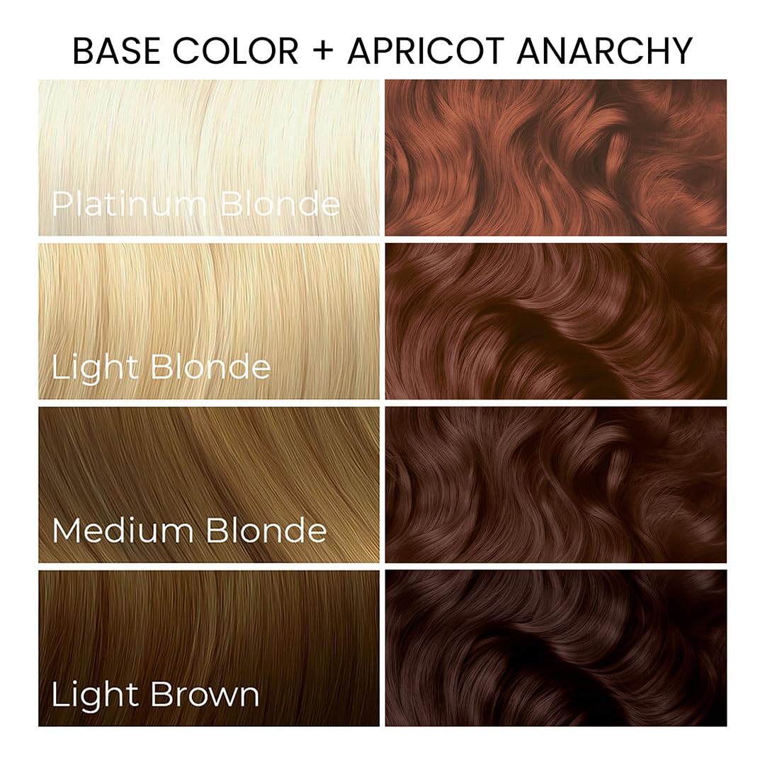 ARCTIC FOX Apricot Anarchy hair dye in various lighting conditions