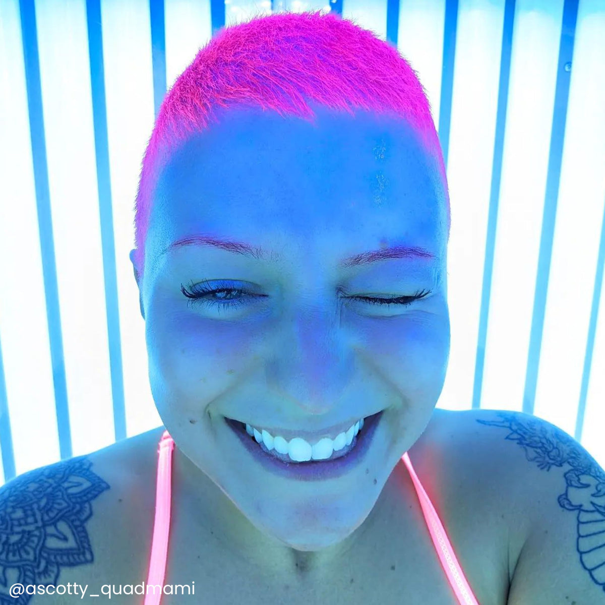 ARCTIC FOX Electric Paradise UV Hair Dye showing UV reactive effect