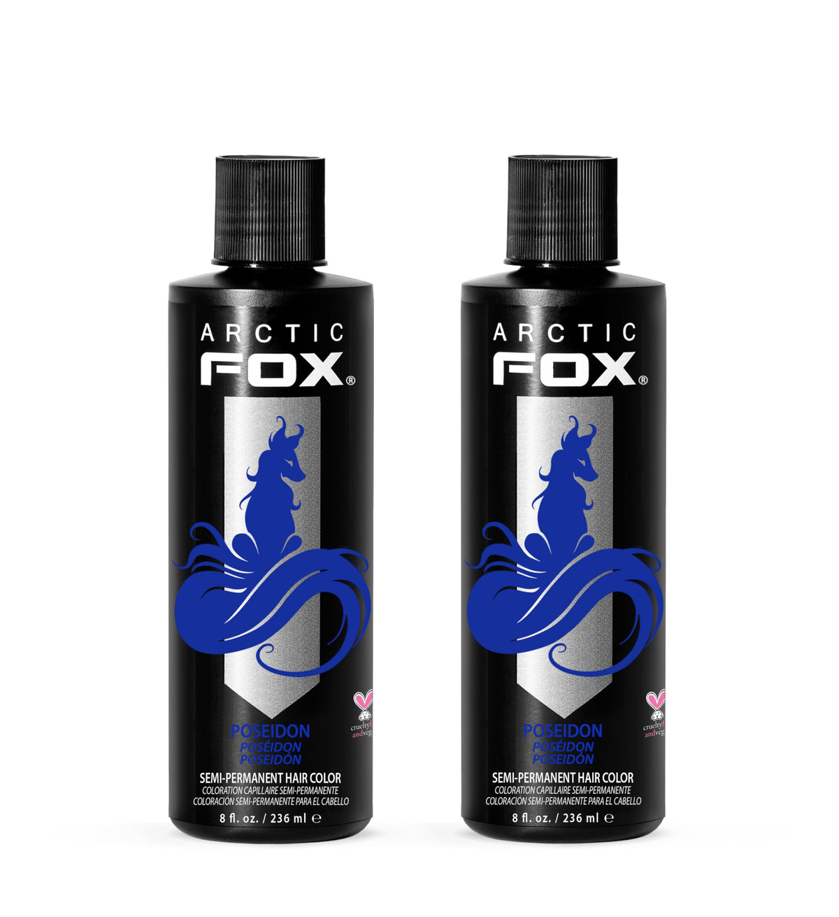 ARCTIC FOX Poseidon Semi-Permanent Hair Dye front view, two 8 oz bottles