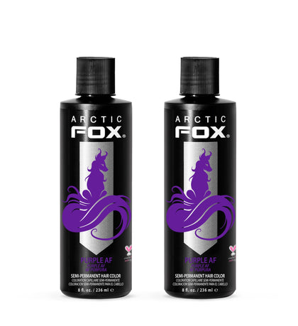 ARCTIC FOX Purple AF semi-permanent hair dye front view, two 8 oz bottles
