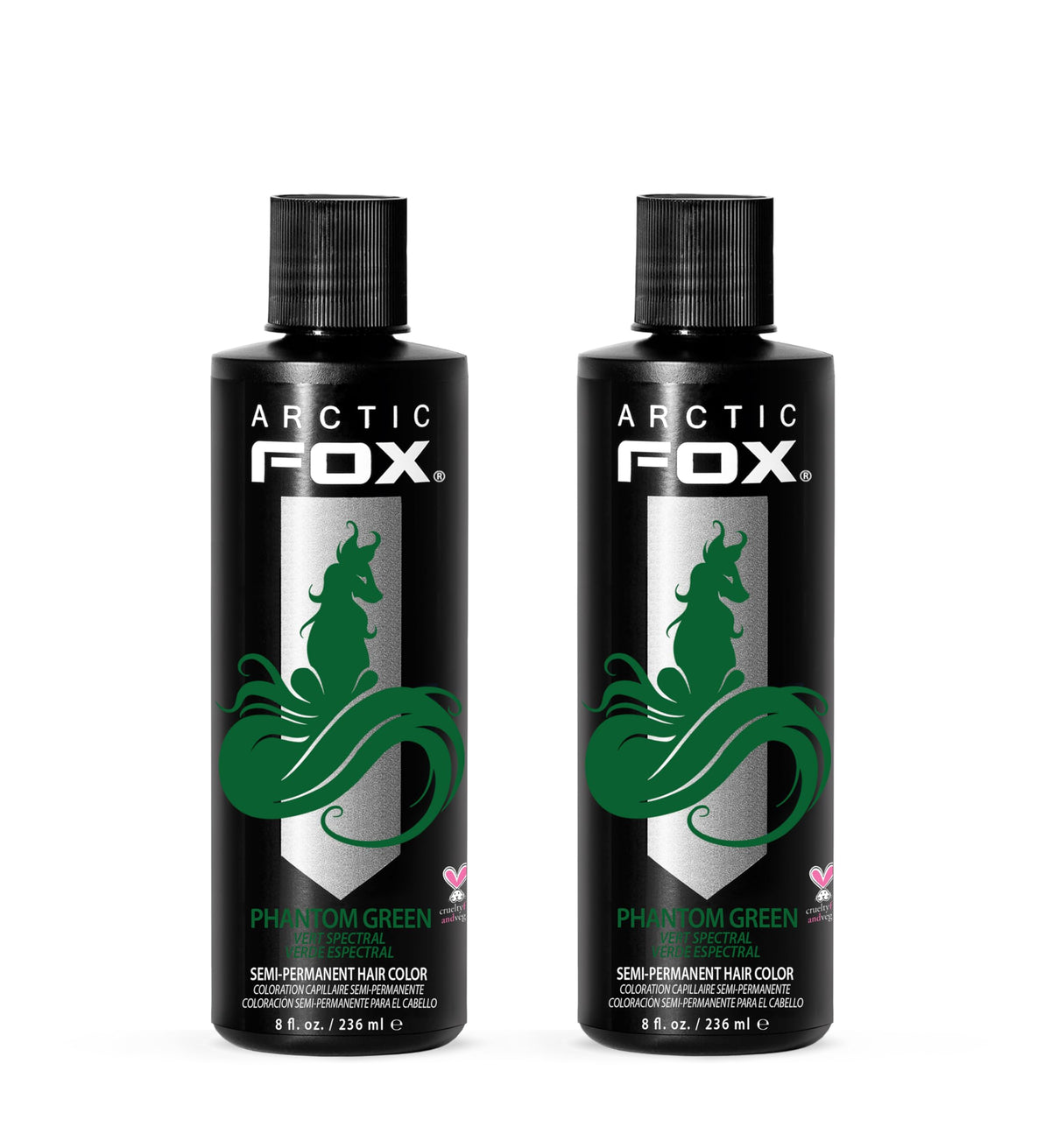 ARCTIC FOX Semi-Permanent Hair Dye Phantom Green 2 x 8 oz front view
