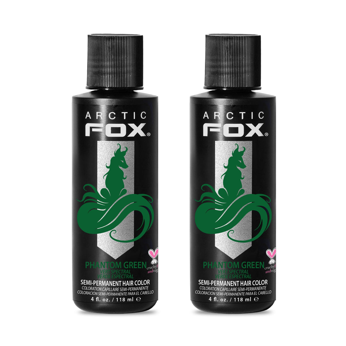 ARCTIC FOX Semi-Permanent Hair Dye Phantom Green 4 oz front view
