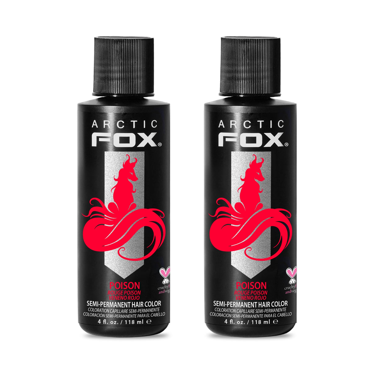 ARCTIC FOX Semi-Permanent Hair Dye Poison 2 x 4 fl oz bottles front view